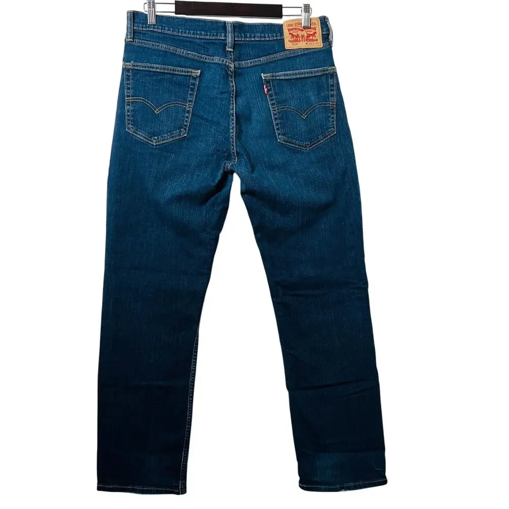 Levi's 514 Jeans Men's Size 34X32 Blue Straight Fit Medium Wash Denim Pants